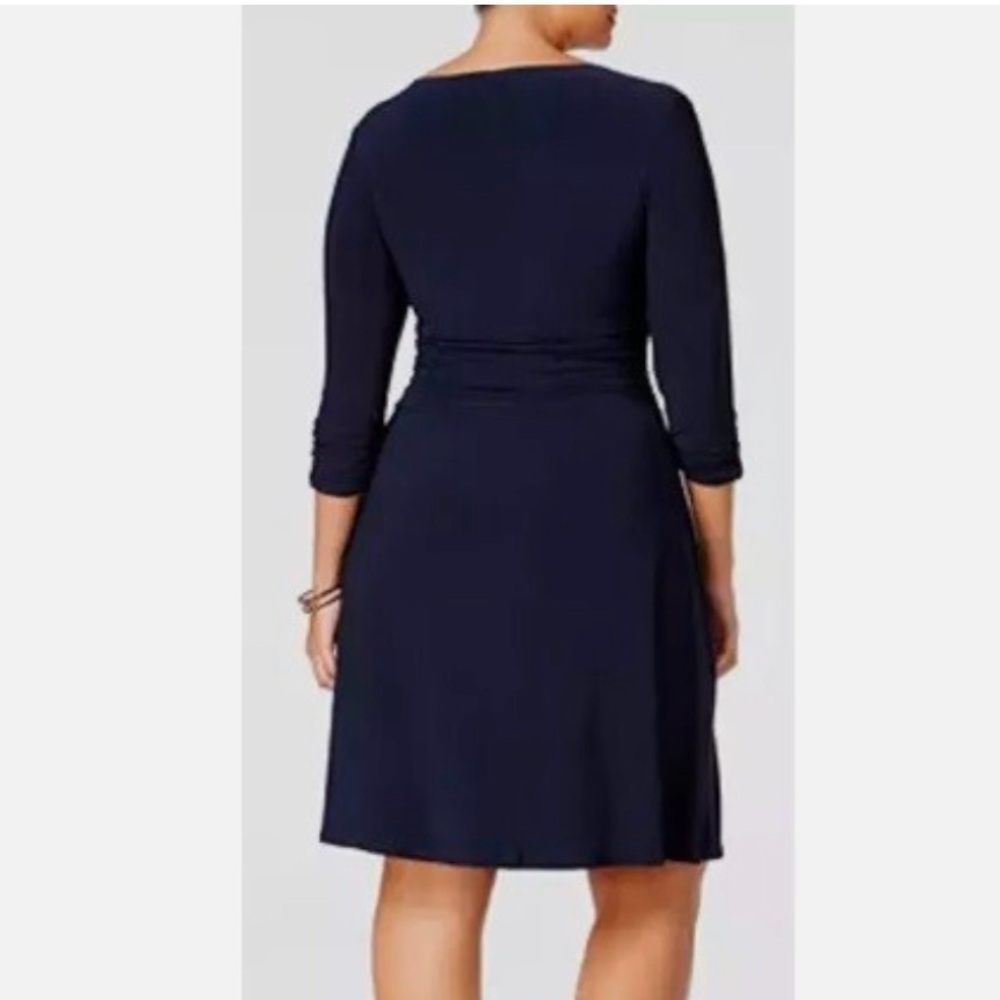 NY Collection Woman Black Formal V Neck Long Sleeve Dress Women’s Size 1X NWOT - Picture 3 of 11